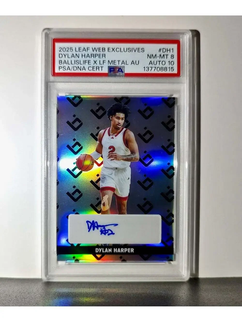 Dylan Harper 2025 Leaf Metal #BILA-DH1 Refractor PSA 8 Auto 10